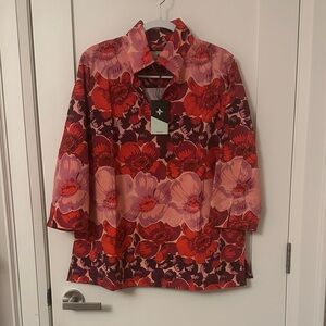 Tuckernuck Red and Pink Floral Blouse